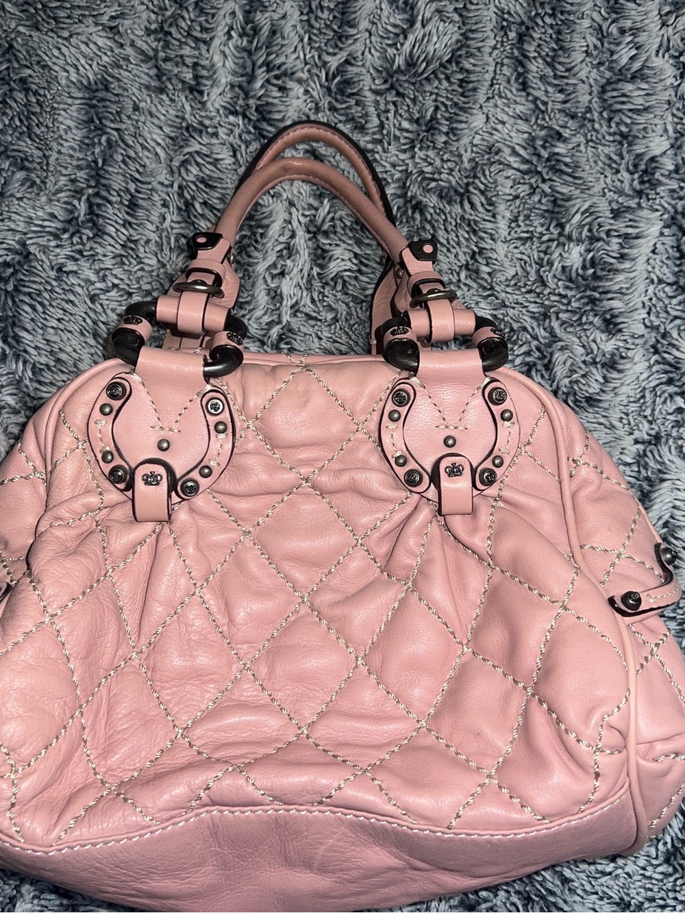 Juicy Couture Vintage Blush Pink Leather Bowling Doctor Style Bag Purse - Picture 5 of 13